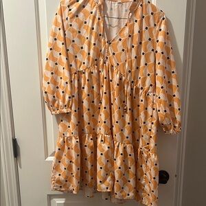 Charming Orange and White Everyday Dress